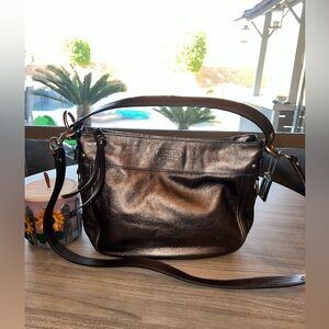 COACH F#14707 Metallic/Silver Handbag/ Shoulder Bag Leather